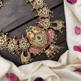 Vriksham Classic Elegant Peacock With Floral Style 1 gm Gold Bridal Set-Gold Bead-G20432